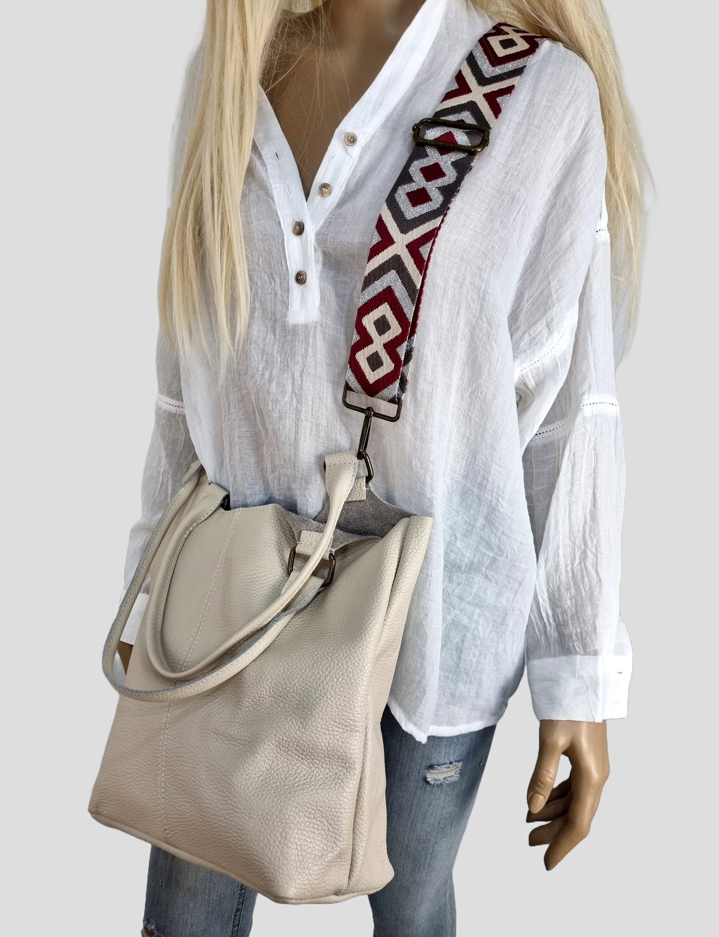 Italian Leather Cream Handbag