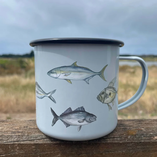 Mugs - Moana Road Enamel Mugs - NZ Fishing Club