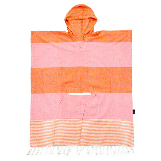 Moana Road - Turkish Towel Hoodie - Pink and Orange Striped