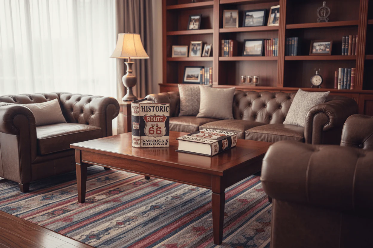 Route 66 Vintage Book Boxes - Set of 2 Hidden Storage Organisers