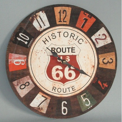 GET POSH- Wall Clock - ROUTE 66 34cm