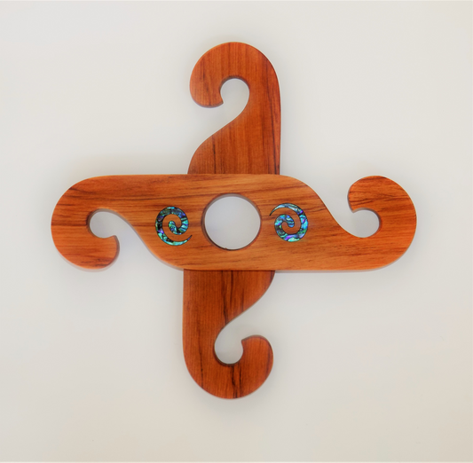 Romeyn Woodcrafts - Rimu Wine Glass Holder with Koru Paua Inlay