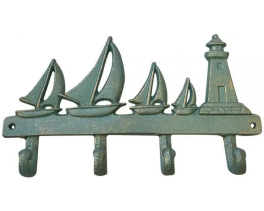 Cast Iron Sailboat Hanger - Green