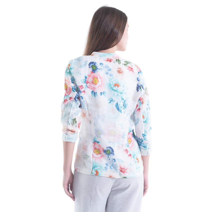 Vera May - French Floral Linen Jacket White